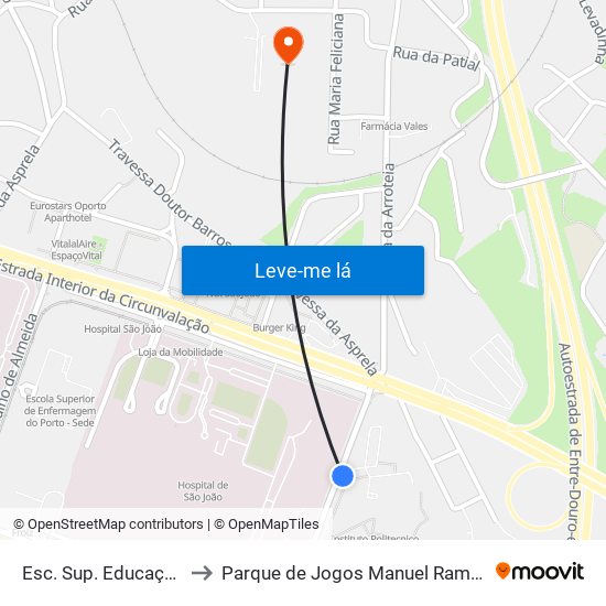 Esc. Sup. Educação to Parque de Jogos Manuel Ramos map