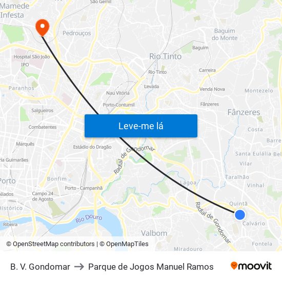 B. V. Gondomar to Parque de Jogos Manuel Ramos map