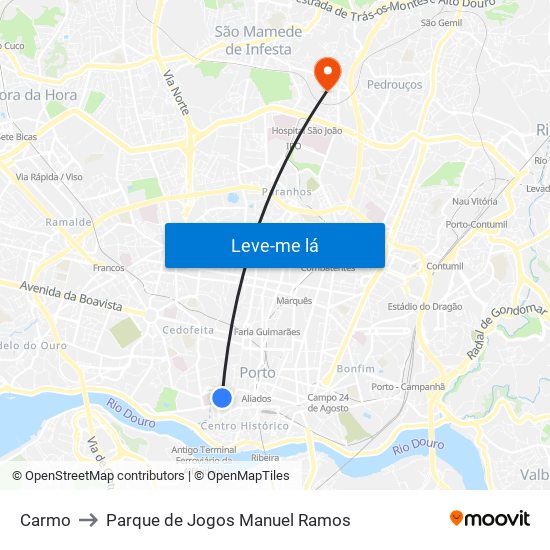 Carmo to Parque de Jogos Manuel Ramos map