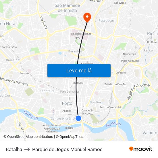 Batalha to Parque de Jogos Manuel Ramos map