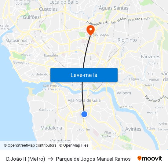 D.João II (Metro) to Parque de Jogos Manuel Ramos map
