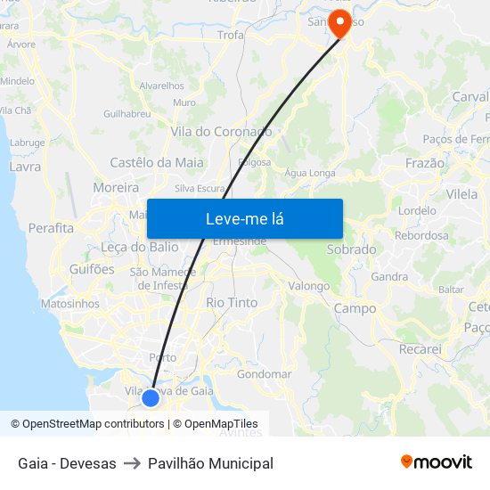 Gaia - Devesas to Pavilhão Municipal map