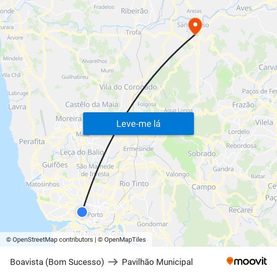 Boavista (Bom Sucesso) to Pavilhão Municipal map