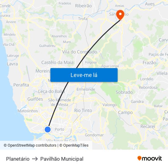 Planetário to Pavilhão Municipal map