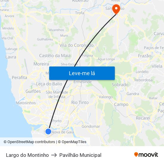 Largo do Montinho to Pavilhão Municipal map