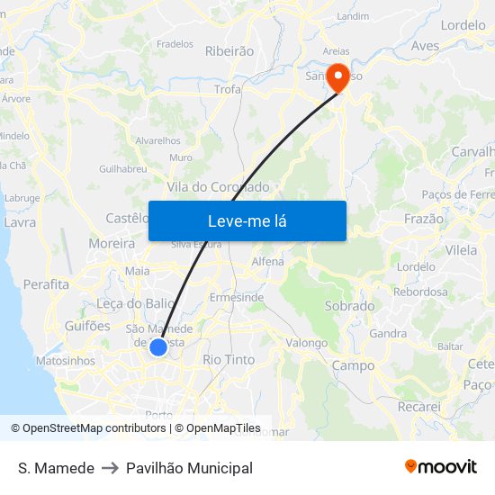 S. Mamede to Pavilhão Municipal map