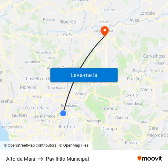 Alto da Maia to Pavilhão Municipal map