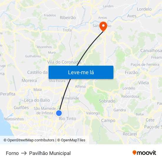 Forno to Pavilhão Municipal map