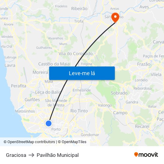 Graciosa to Pavilhão Municipal map