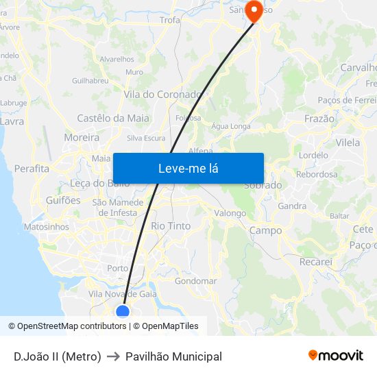 D.João II (Metro) to Pavilhão Municipal map