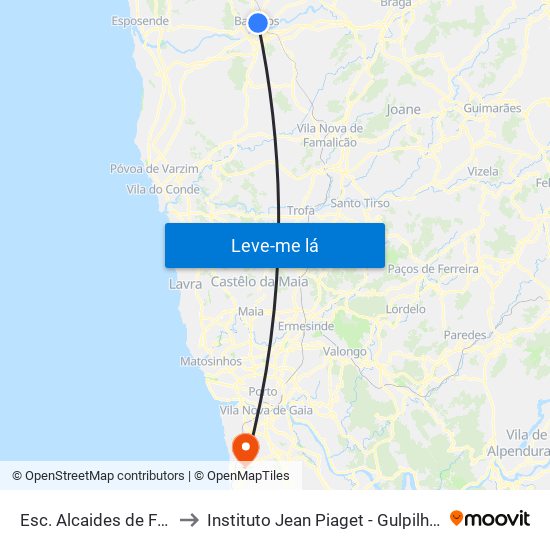 Esc. Alcaides de Faria to Instituto Jean Piaget - Gulpilhares map