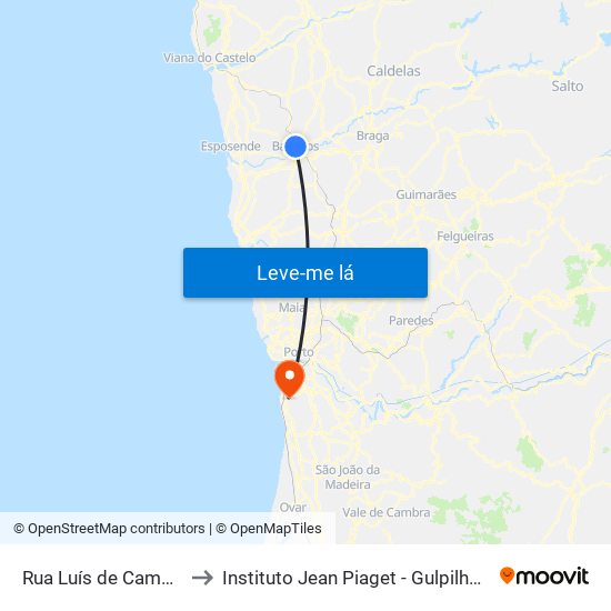 Rua Luís de Camões to Instituto Jean Piaget - Gulpilhares map