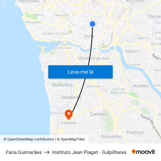 Faria Guimarães to Instituto Jean Piaget - Gulpilhares map