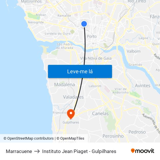 Marracuene to Instituto Jean Piaget - Gulpilhares map