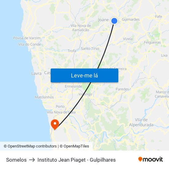 Somelos to Instituto Jean Piaget - Gulpilhares map