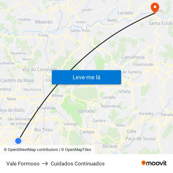 Vale Formoso to Cuidados Continuados map