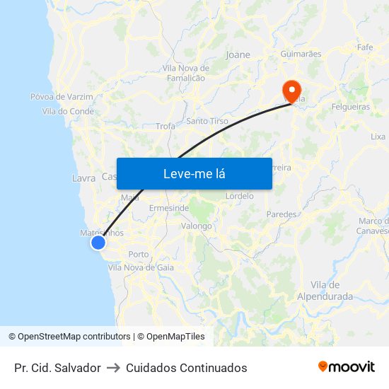 Pr. Cid. Salvador to Cuidados Continuados map