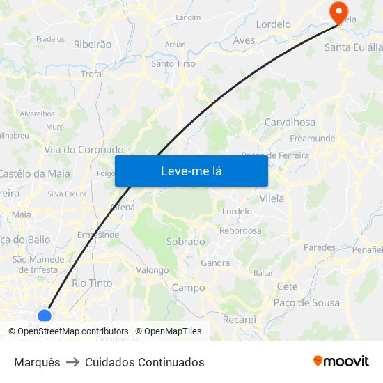 Marquês to Cuidados Continuados map