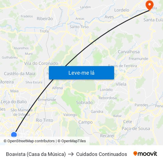 Boavista (Casa da Música) to Cuidados Continuados map