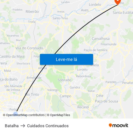 Batalha to Cuidados Continuados map
