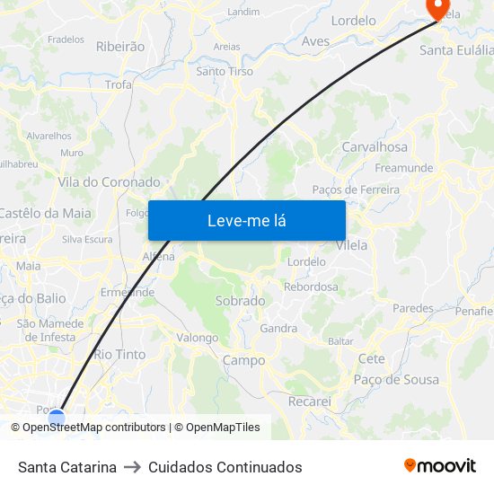 Santa Catarina to Cuidados Continuados map