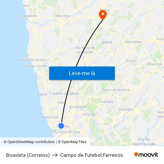 Boavista (Correios) to Campo de Futebol Ferreiros map