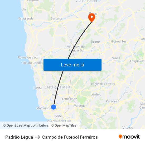 Padrão Légua to Campo de Futebol Ferreiros map