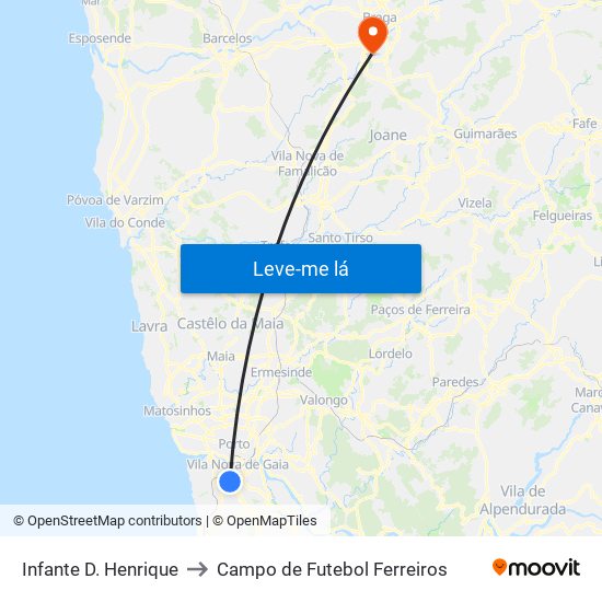 Infante D. Henrique to Campo de Futebol Ferreiros map