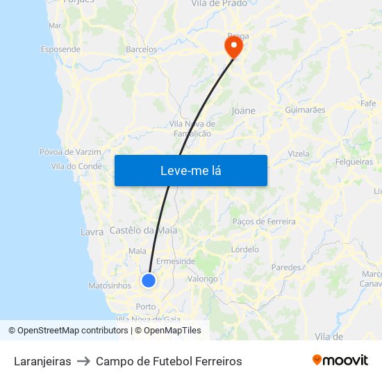 Laranjeiras to Campo de Futebol Ferreiros map