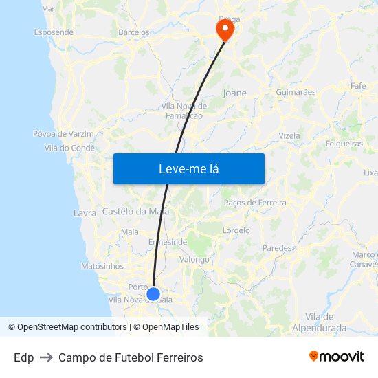 Edp to Campo de Futebol Ferreiros map