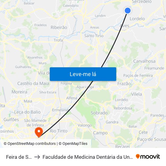 Feira de Santana to Faculdade de Medicina Dentária da Universidade do Porto map