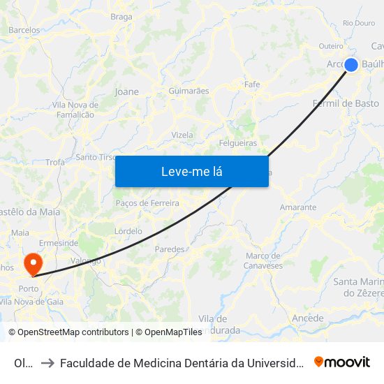 Olela to Faculdade de Medicina Dentária da Universidade do Porto map