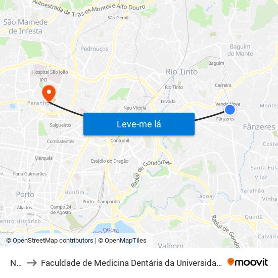 Noé to Faculdade de Medicina Dentária da Universidade do Porto map