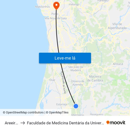 Areeiros 1 to Faculdade de Medicina Dentária da Universidade do Porto map