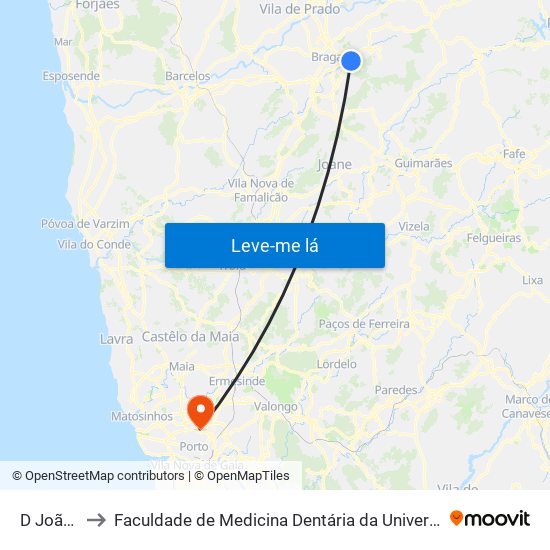 D João Ii Ii to Faculdade de Medicina Dentária da Universidade do Porto map