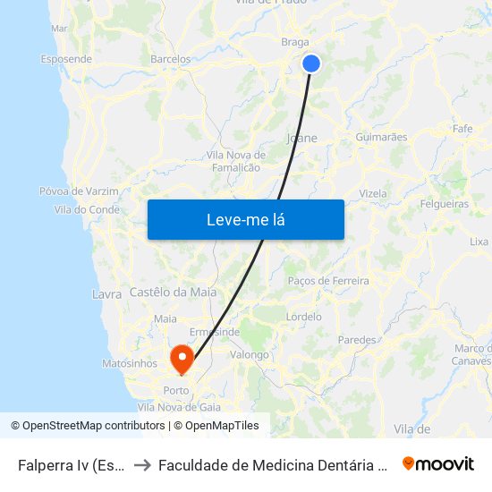 Falperra Iv (Espírito Santo) to Faculdade de Medicina Dentária da Universidade do Porto map