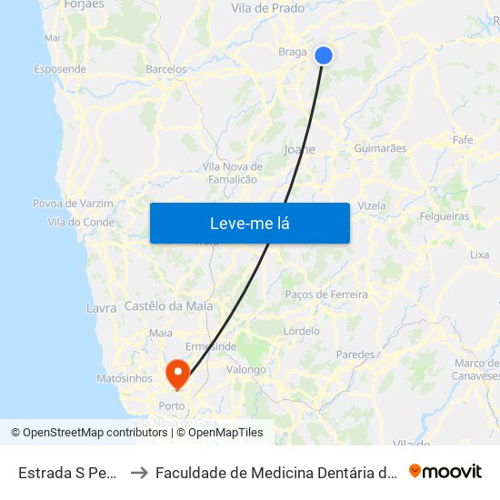 Estrada S Pedro Ii (Arco) to Faculdade de Medicina Dentária da Universidade do Porto map