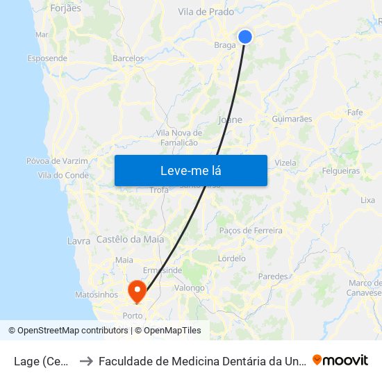 Lage (Cemitério) to Faculdade de Medicina Dentária da Universidade do Porto map