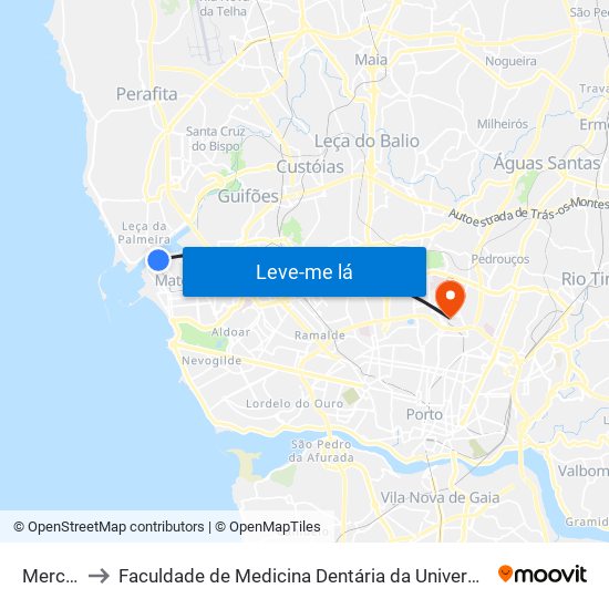 Mercado to Faculdade de Medicina Dentária da Universidade do Porto map