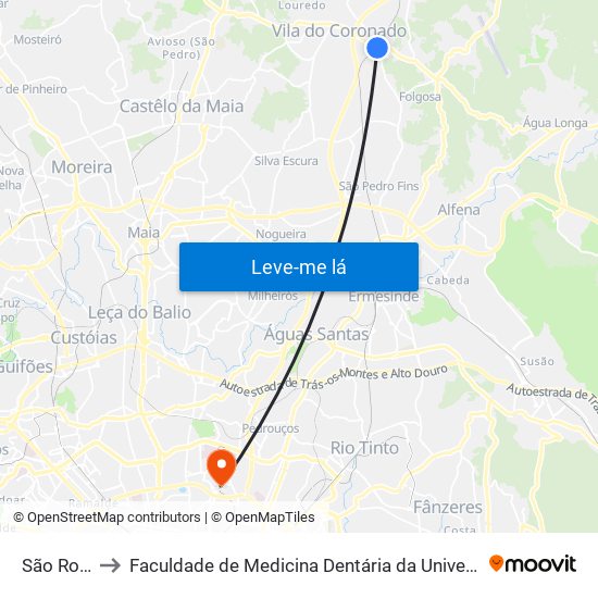 São Romão to Faculdade de Medicina Dentária da Universidade do Porto map