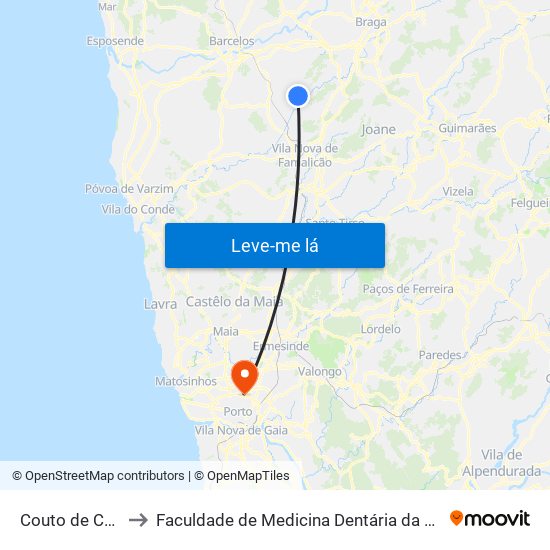 Couto de Cambeses to Faculdade de Medicina Dentária da Universidade do Porto map