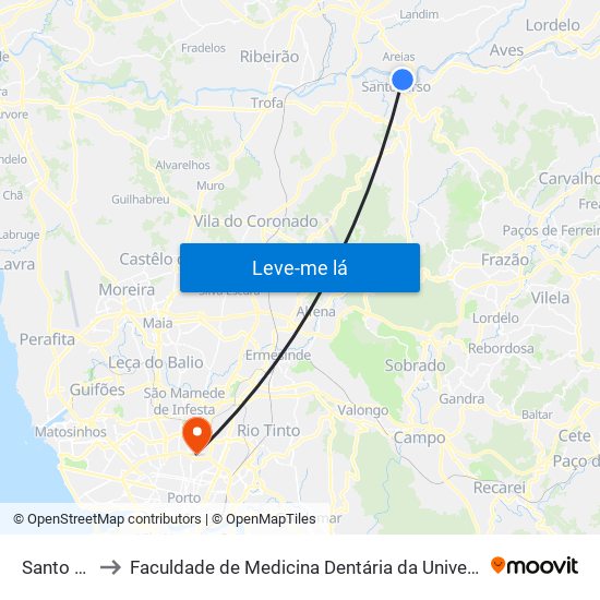 Santo Tirso to Faculdade de Medicina Dentária da Universidade do Porto map