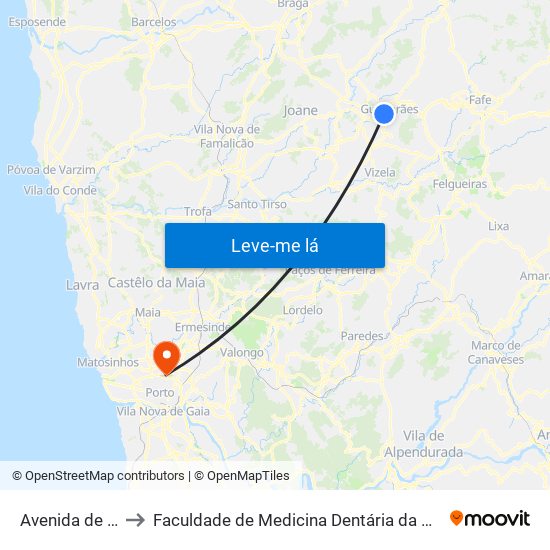 Avenida de Londres to Faculdade de Medicina Dentária da Universidade do Porto map