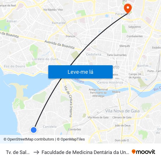 Tv. de Salgueiros to Faculdade de Medicina Dentária da Universidade do Porto map