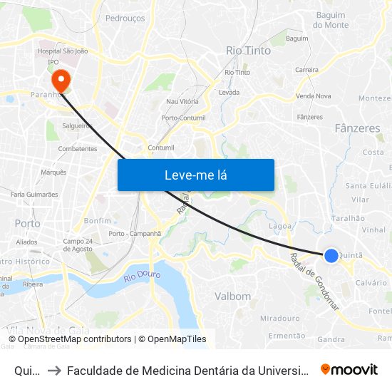 Quintã to Faculdade de Medicina Dentária da Universidade do Porto map