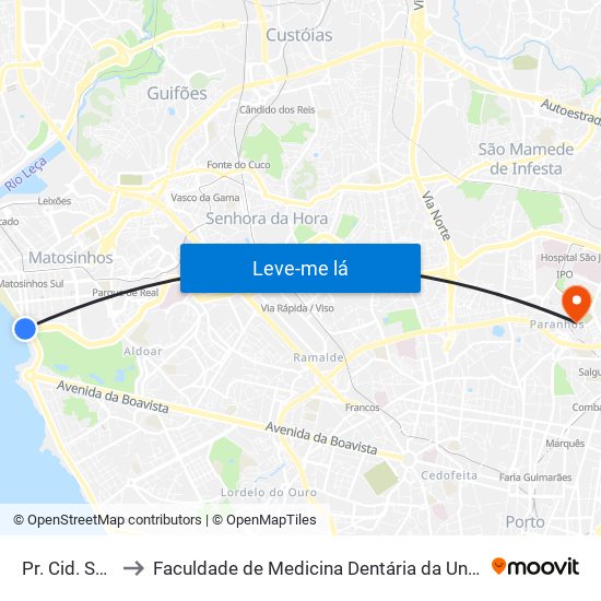 Pr. Cid. Salvador to Faculdade de Medicina Dentária da Universidade do Porto map