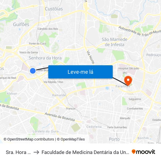 Sra. Hora (Hiper) to Faculdade de Medicina Dentária da Universidade do Porto map