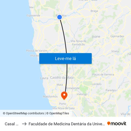 Casal de Nil to Faculdade de Medicina Dentária da Universidade do Porto map