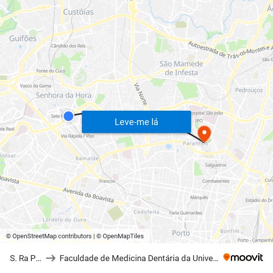 S. Ra Penha to Faculdade de Medicina Dentária da Universidade do Porto map