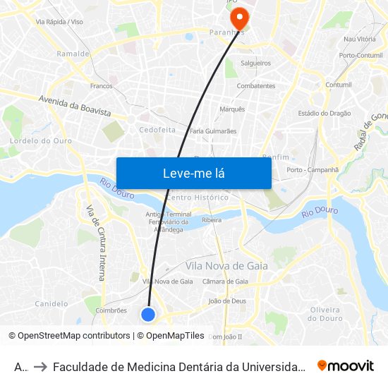 Aki to Faculdade de Medicina Dentária da Universidade do Porto map